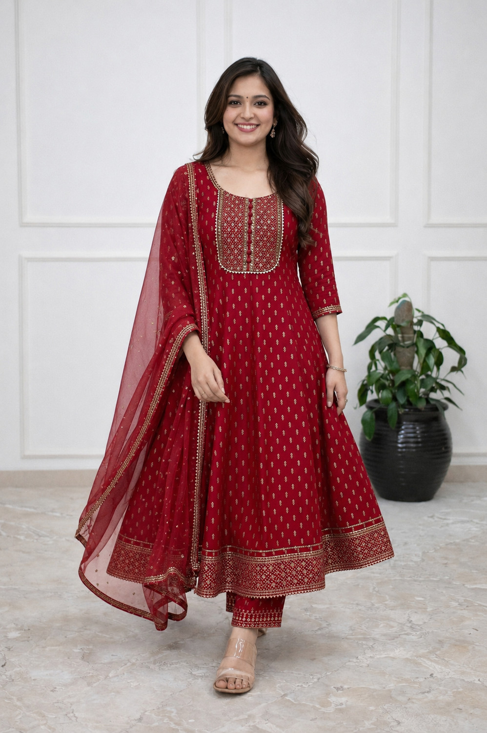 Image of Klosia Printed Kurta, Trouser /Pant & Dupatta Set