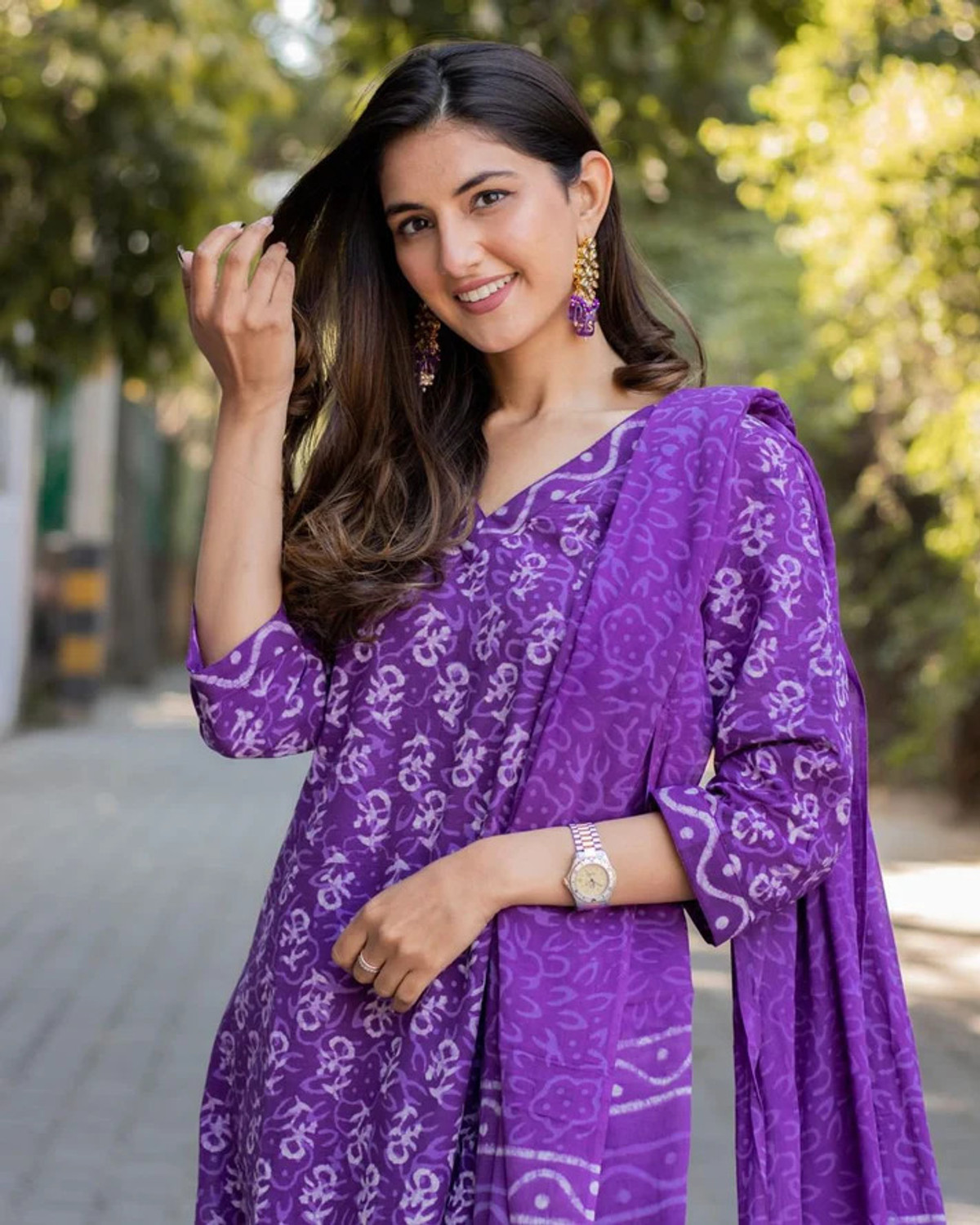 Image of NEW STYLISH Floral Print Kurta, Trouser /Pant & Dupatta Set