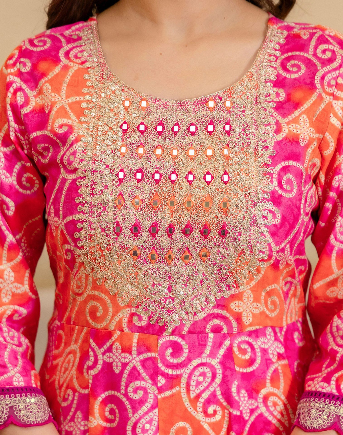 Image of Tasrika Printed Anarkali Kurta, Bottom & Dupatta Set