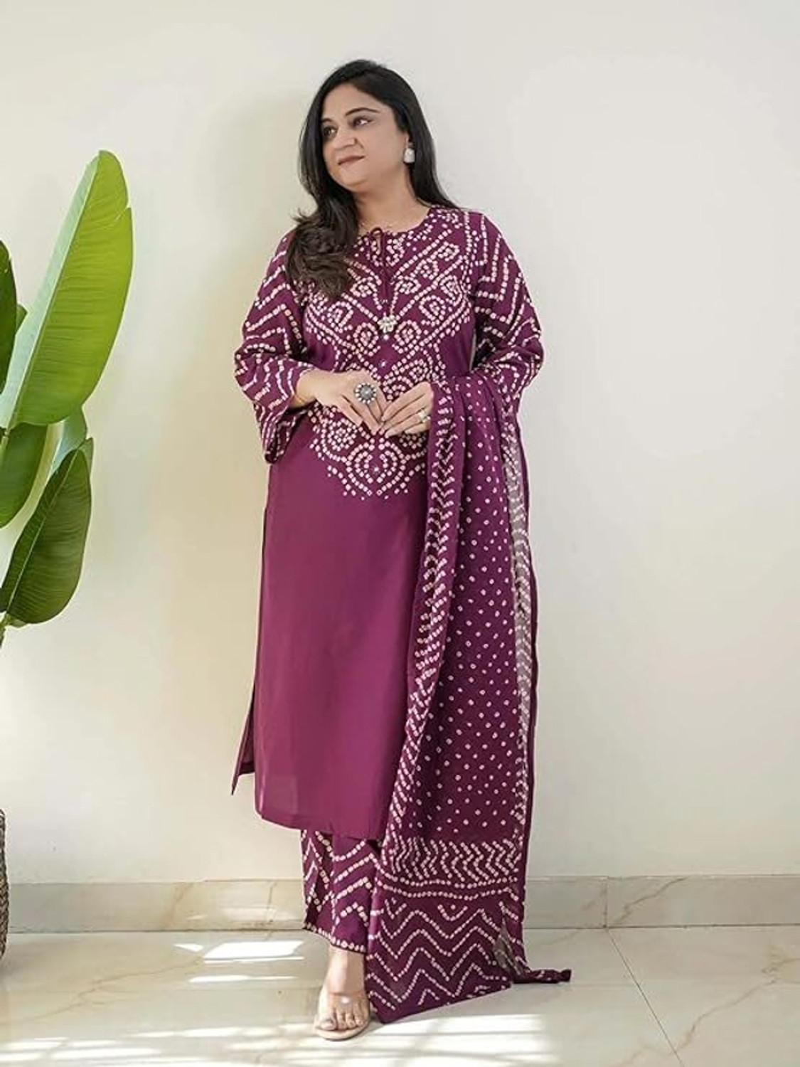 Image of SHREE JEENMATA COLLECTION SURYAJYOTI Solid Kurta, Salwar & Dupatta Set