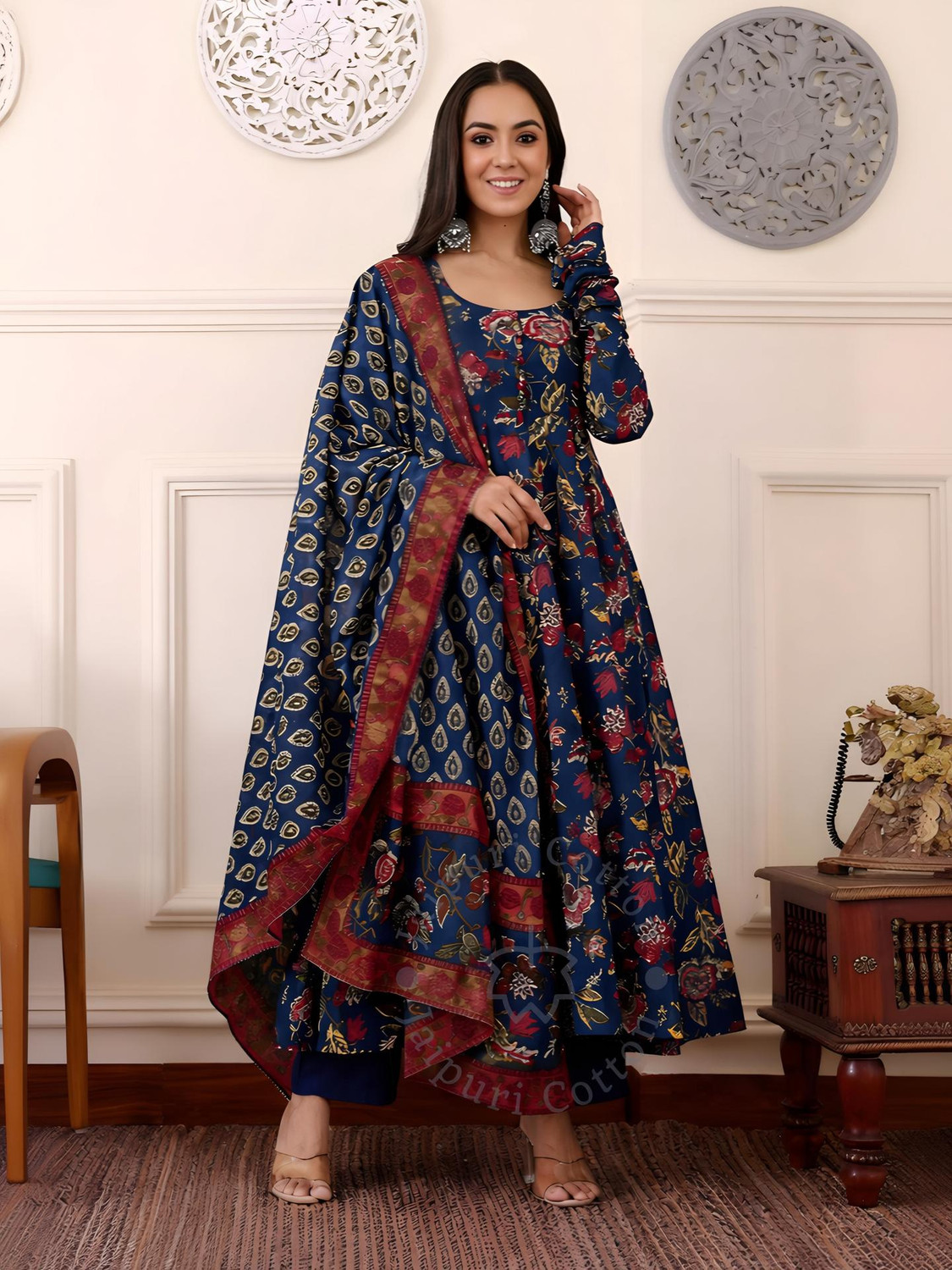 Image of DIVENA Floral Print Kurta, Trouser /Pant & Dupatta Set