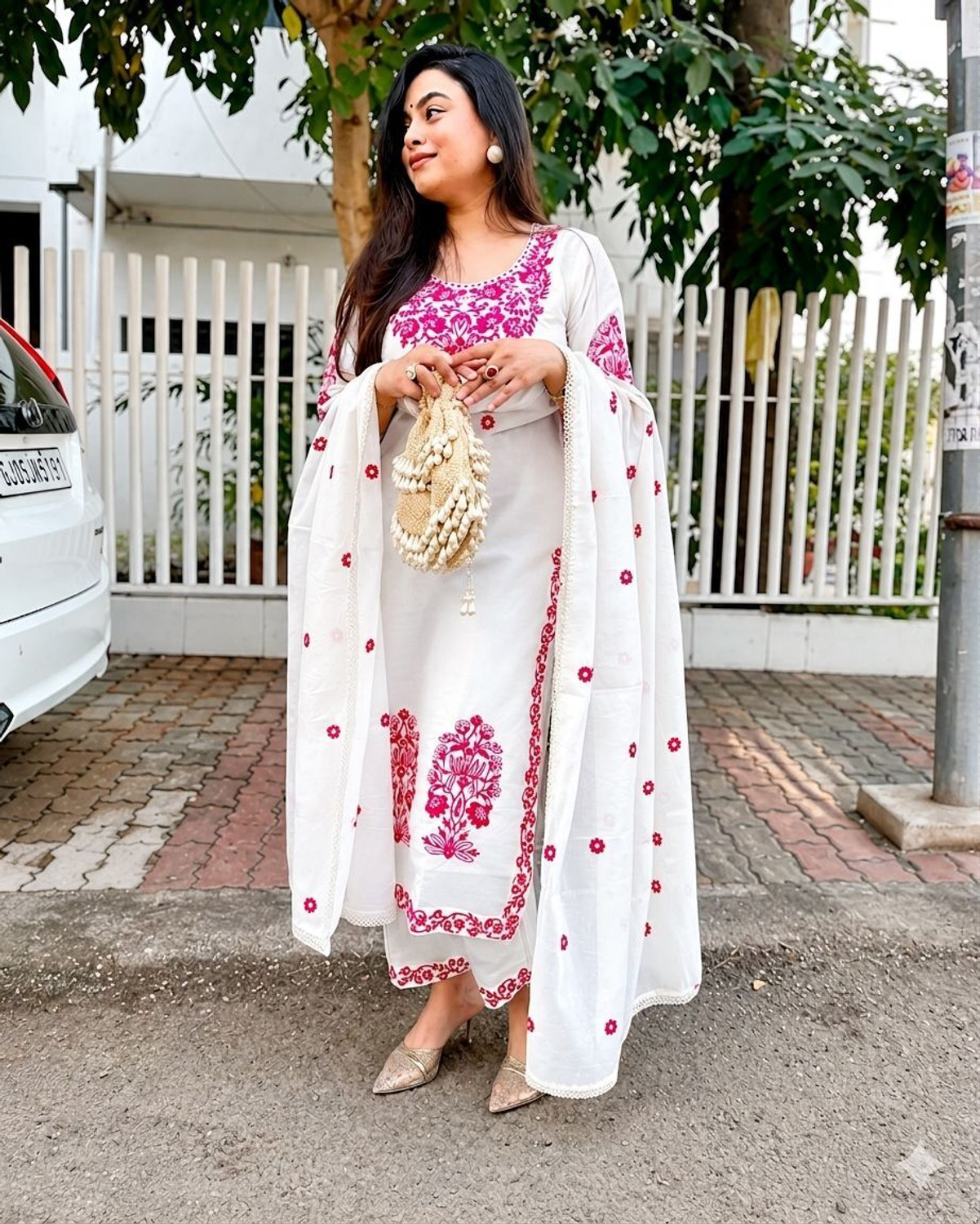 Image of Mariyam enterprises Pink-SuitSet Embroidered Kurta, Trouser /Pant & Dupatta Set