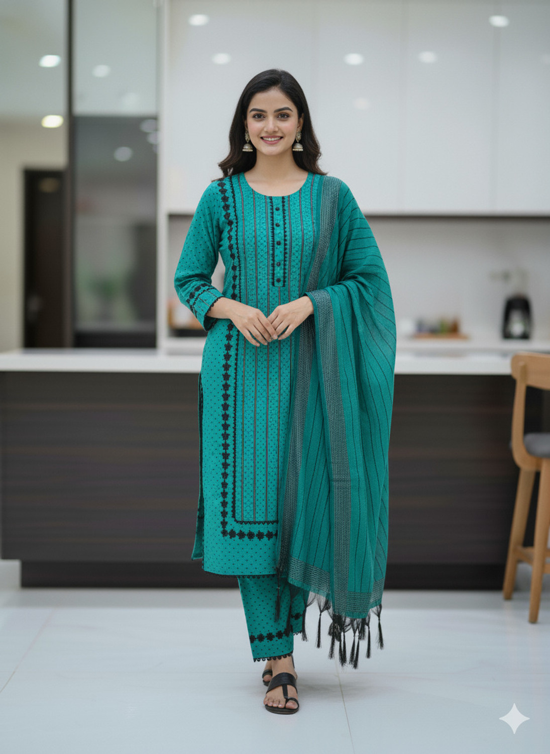 Image of UF Collection Self Design Kurta, Salwar & Dupatta Set