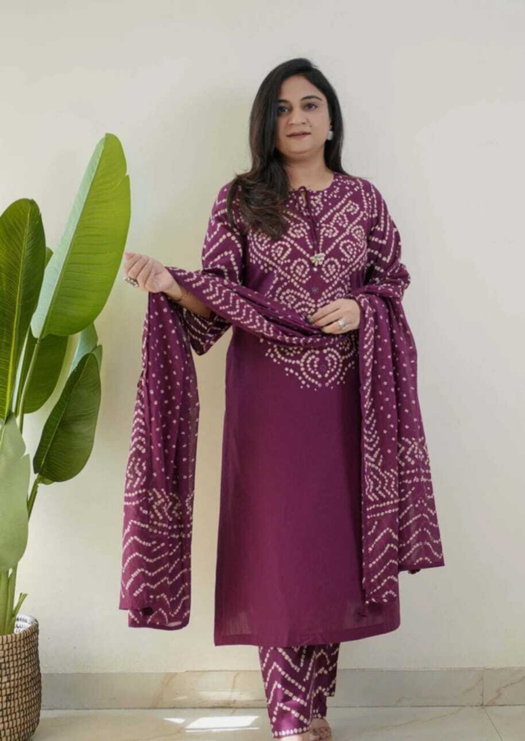 Image of CHECHI Embroidered Kurta, Palazzo & Dupatta Set