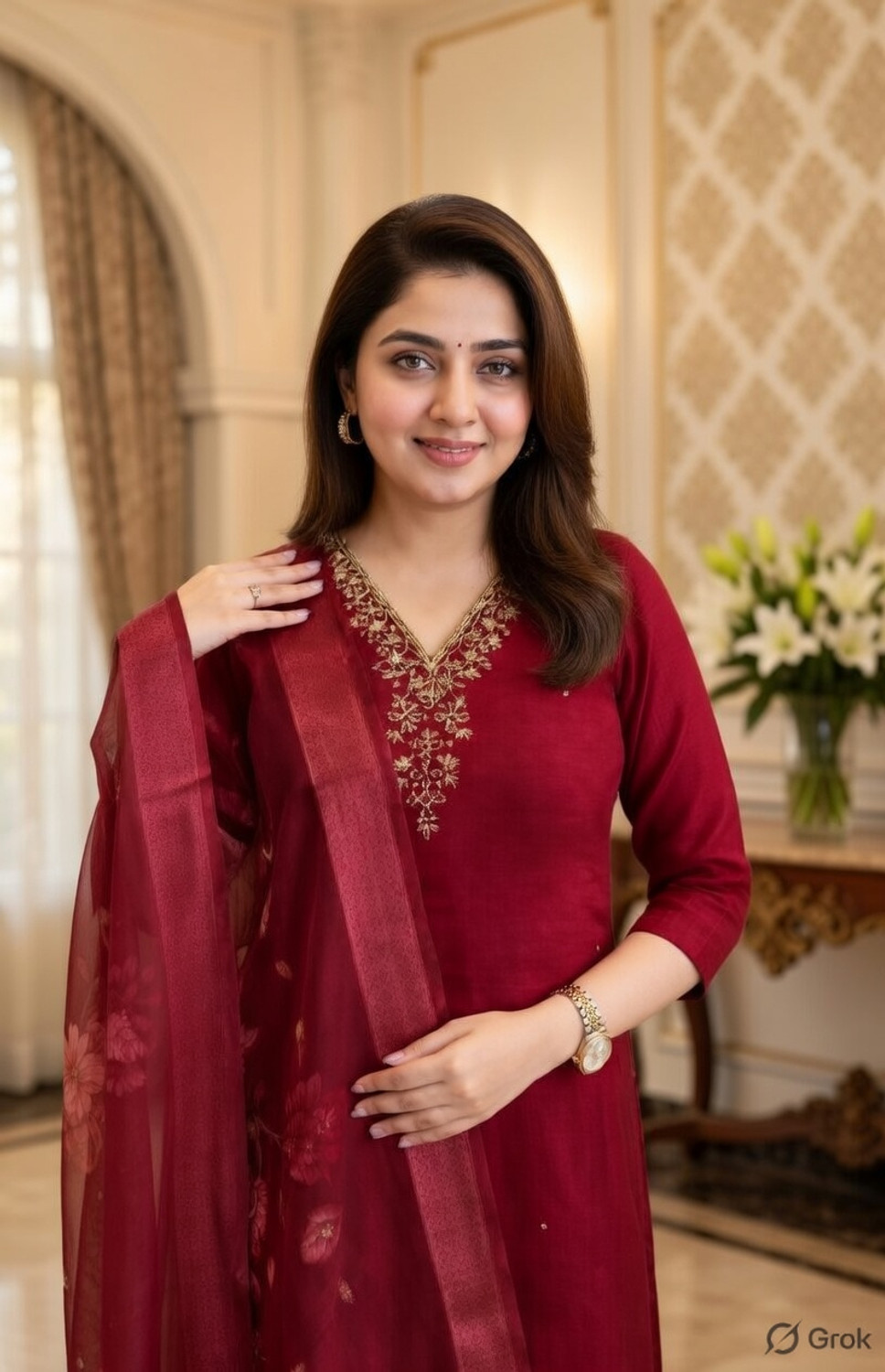 Image of Samoo Embroidered Kurta, Salwar & Dupatta Set