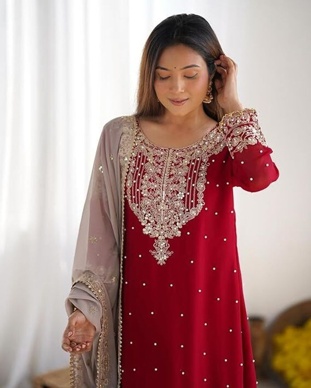 Image of TILKI Embroidered Kurta, Salwar & Dupatta Set