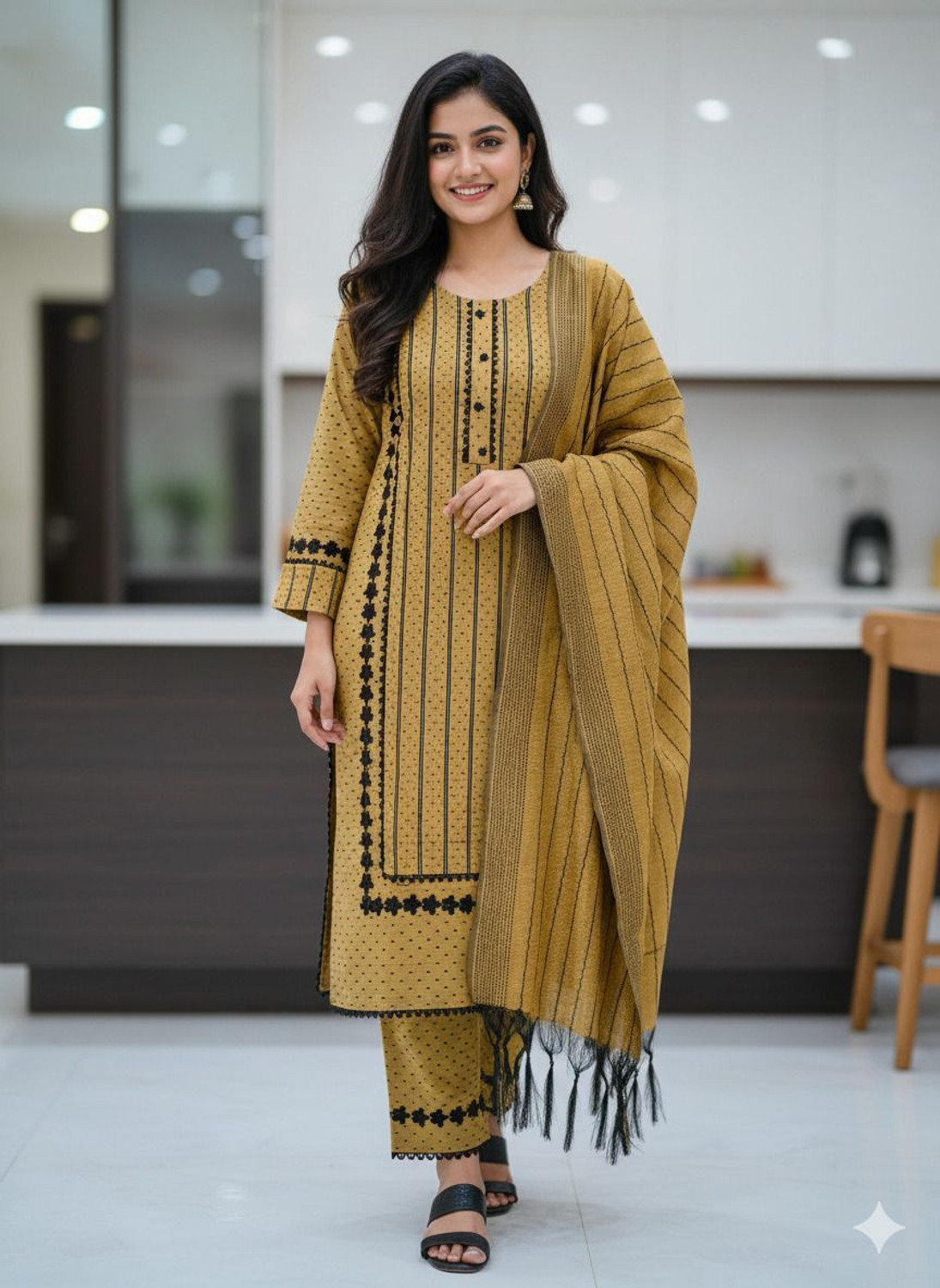 Image of UF Collection Self Design Kurta, Salwar & Dupatta Set