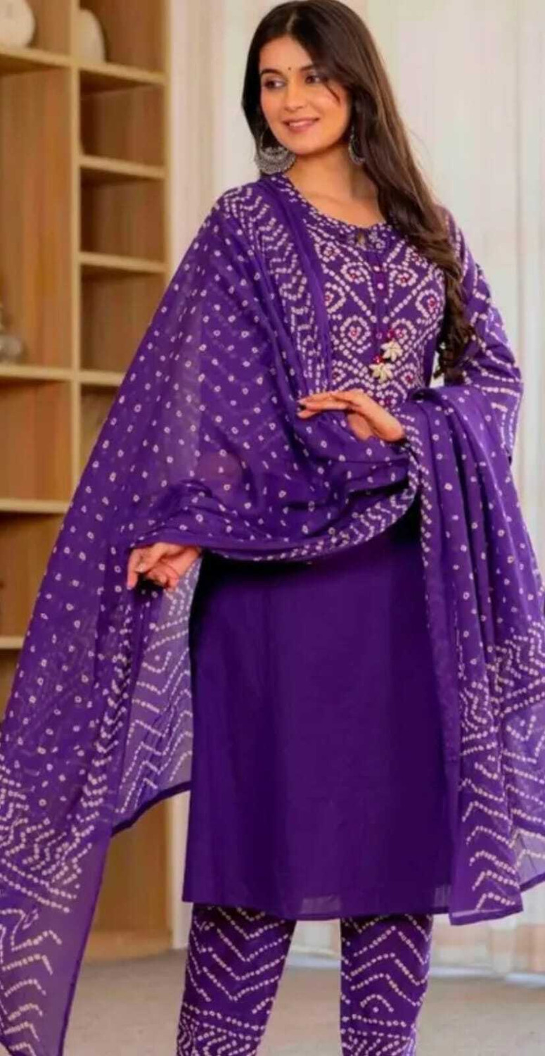 Image of CHECHI Embroidered Kurta, Palazzo & Dupatta Set