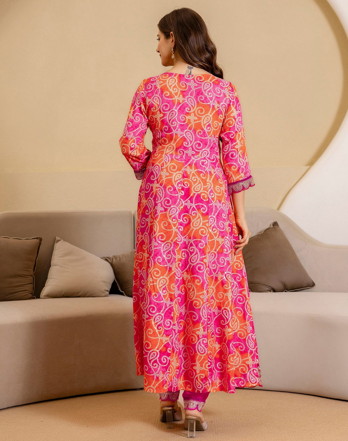 Image of Tasrika Printed Anarkali Kurta, Bottom & Dupatta Set