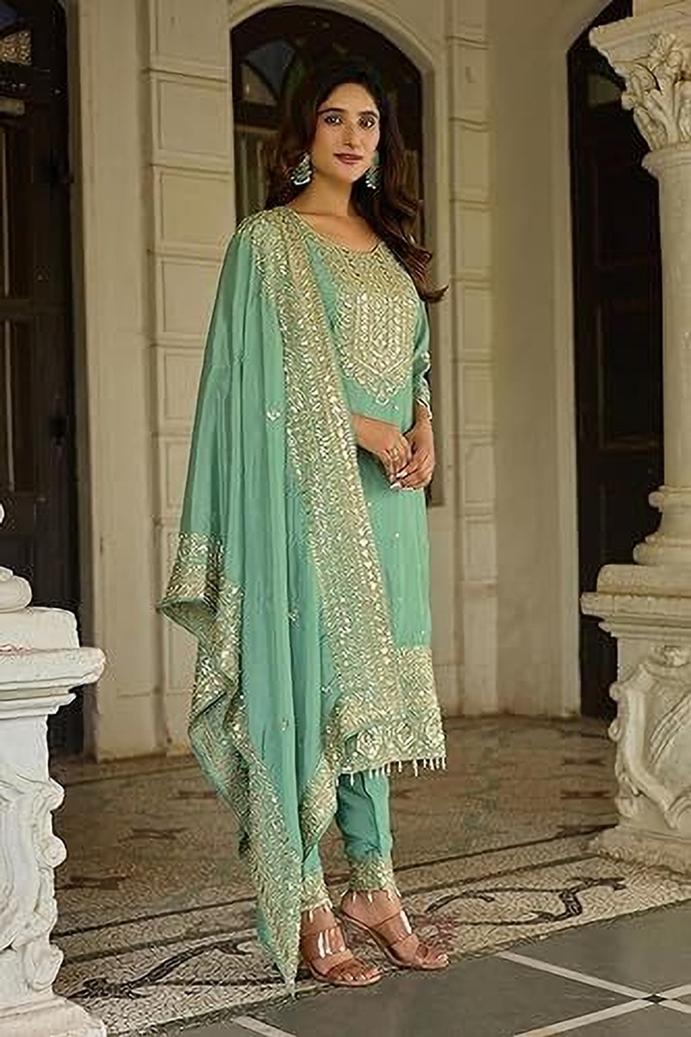 Image of SHISHKALA Printed Kurta, Trouser /Pant & Dupatta Set
