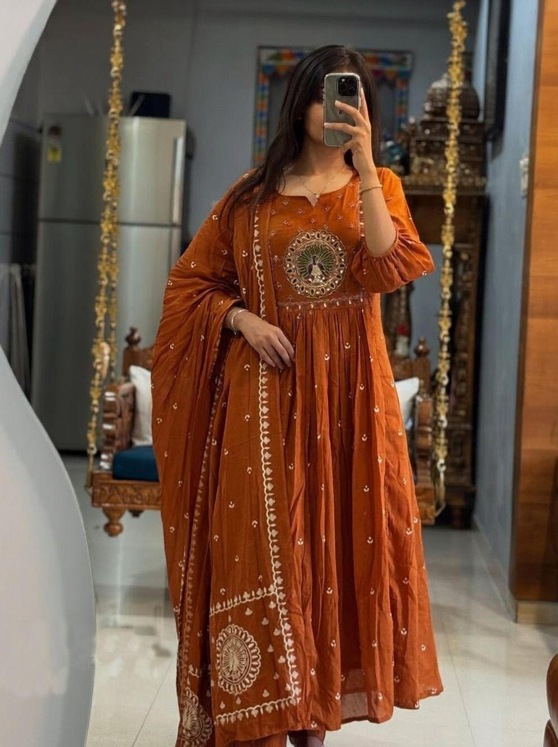 Image of CHECHI Embroidered Kurta, Palazzo & Dupatta Set