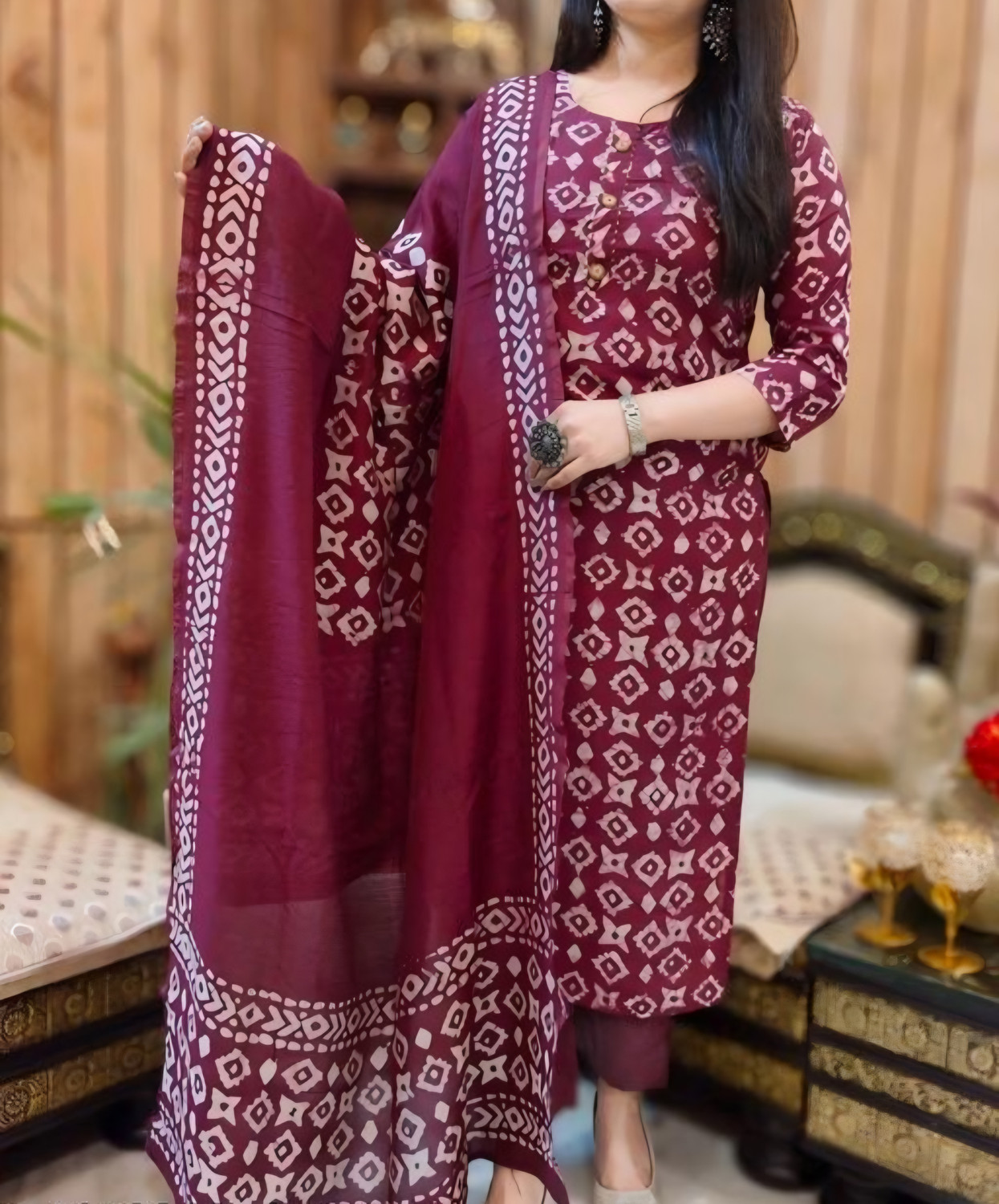 Image of Klosia Printed Kurta, Trouser /Pant & Dupatta Set