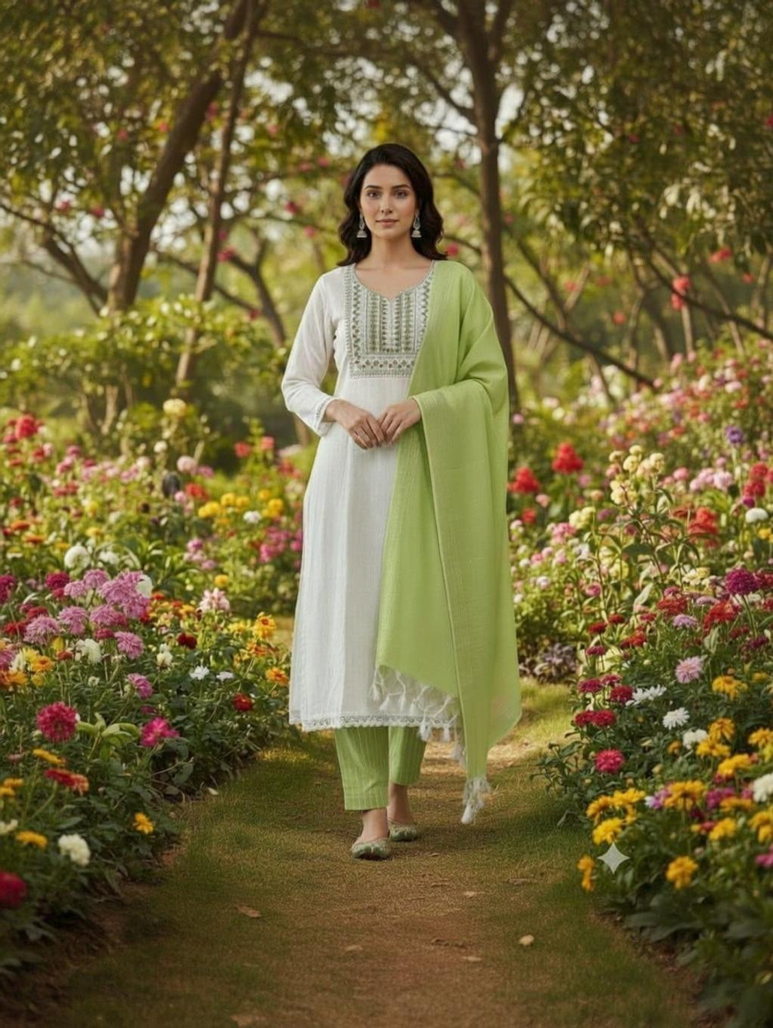 Image of Greta Fashion Embroidered Kurta, Trouser /Pant & Dupatta Set
