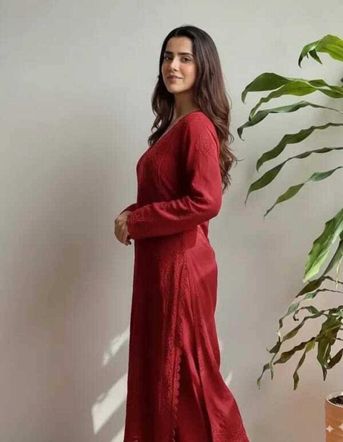 Image of OSHTI Embroidered Kurta, Palazzo & Dupatta Set