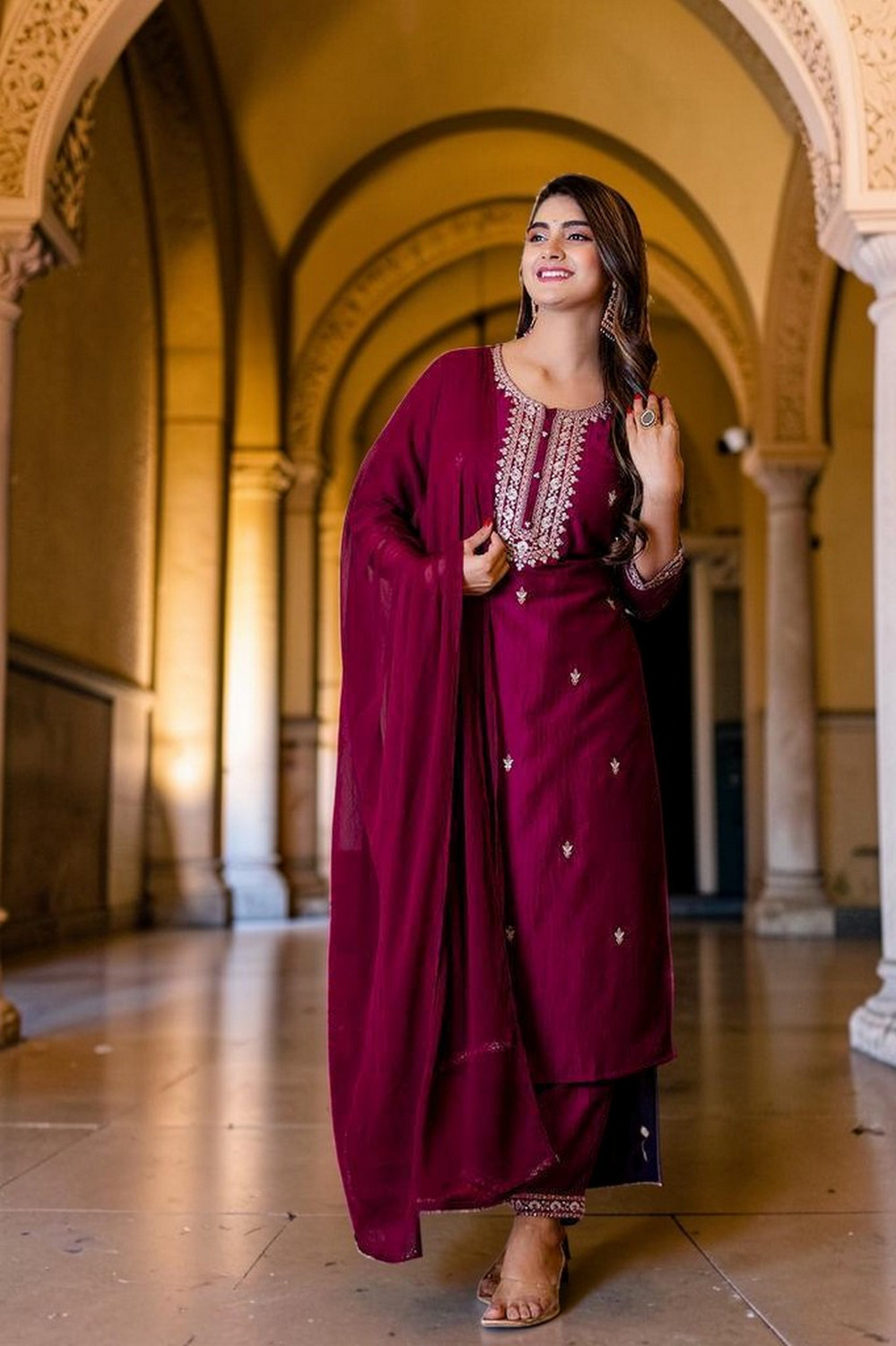 Image of Klosia Printed Kurta, Trouser /Pant & Dupatta Set