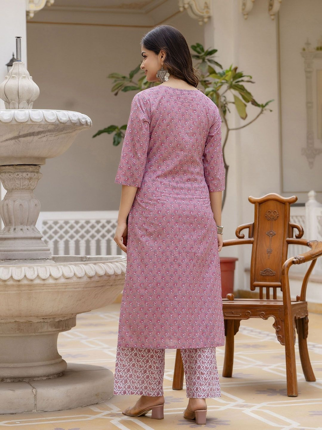 Image of Azreen Printed Kurta, Palazzo & Dupatta Set