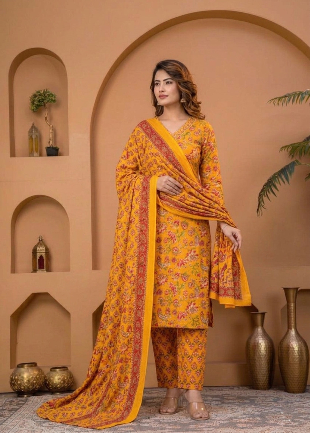 Image of Ankit Creations hetal Embroidered Anarkali Kurta, Bottom & Dupatta Set