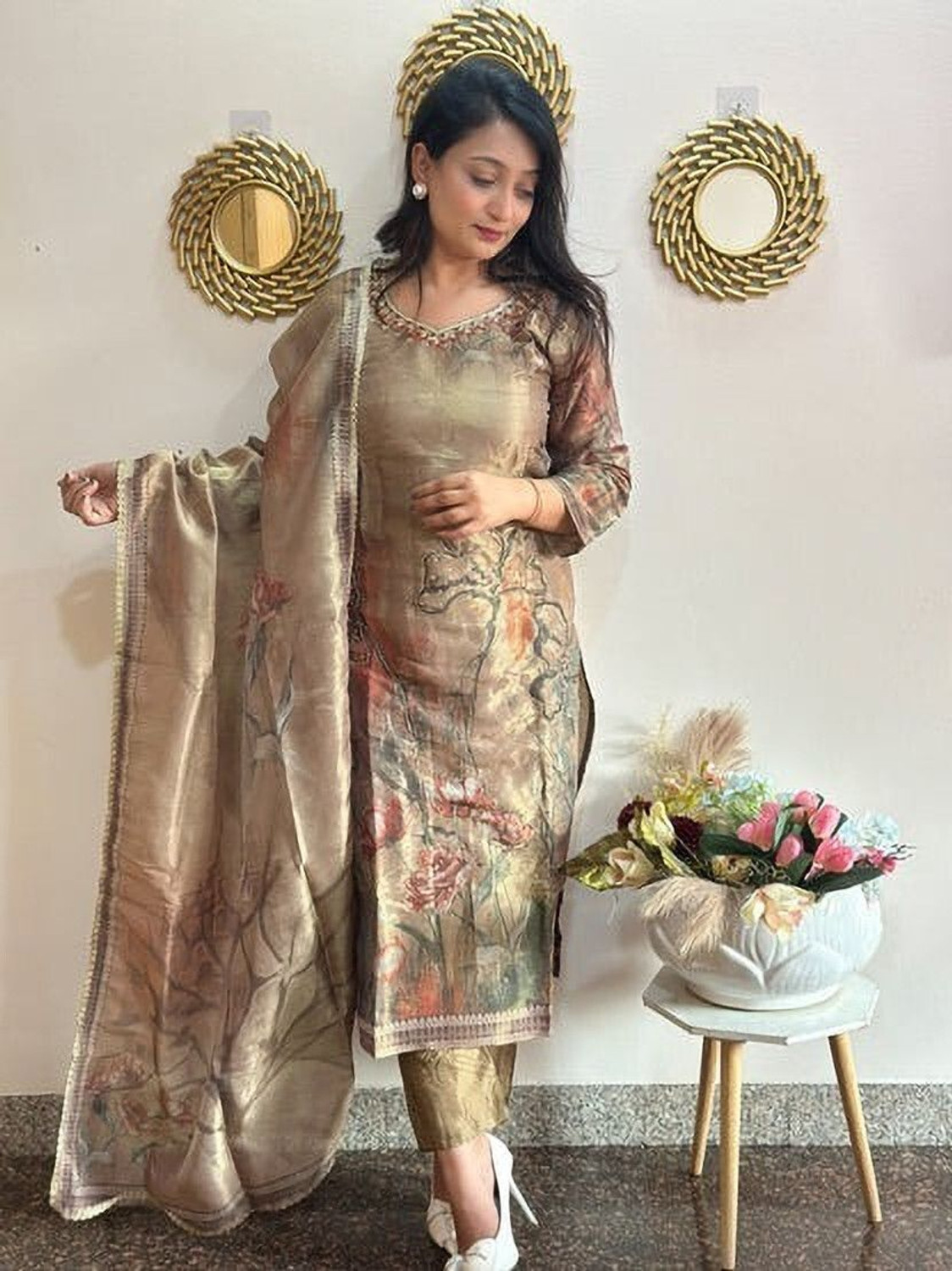 Image of ANSH JUHI Printed Kurta, Salwar & Dupatta Set