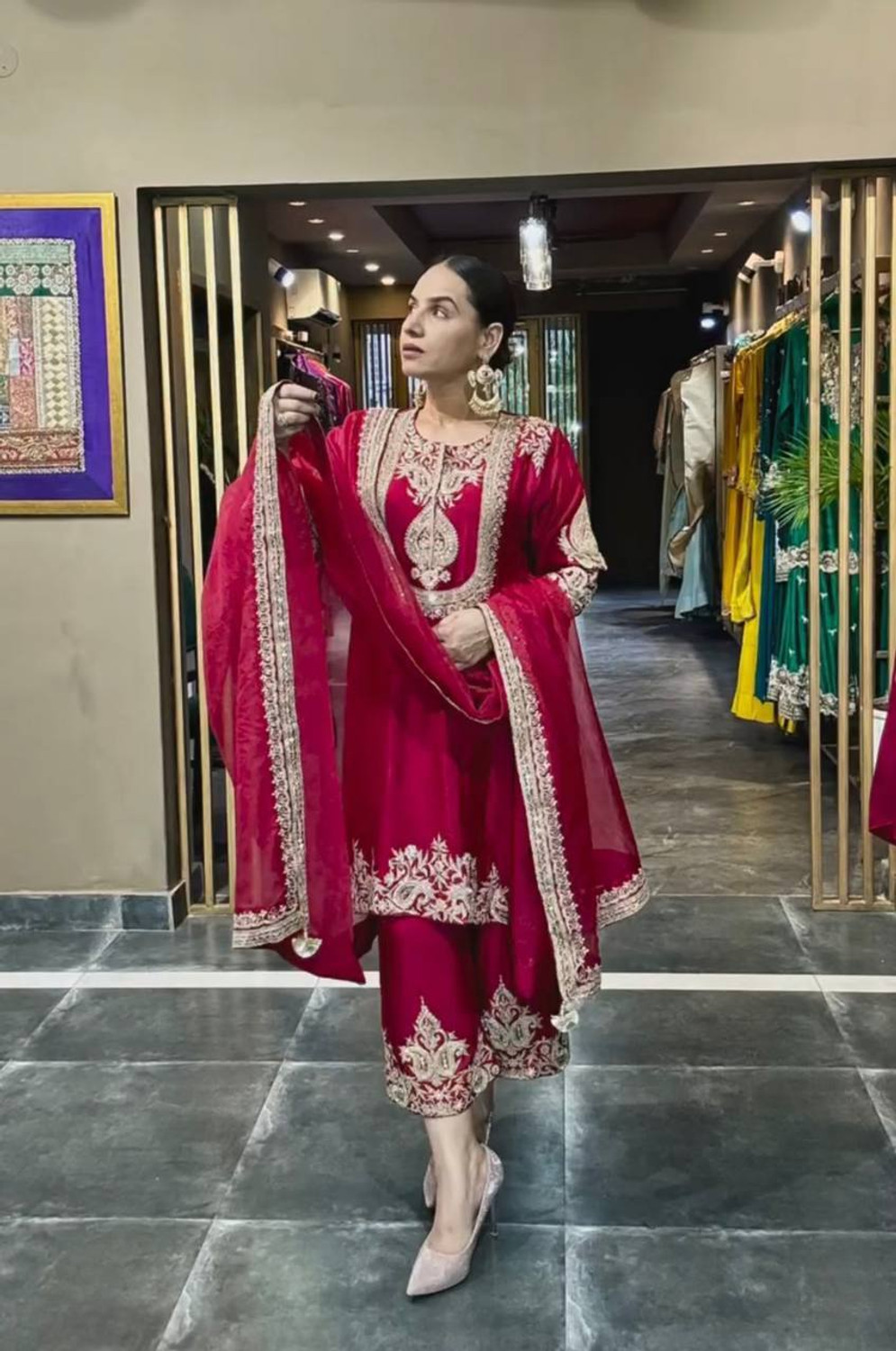 Image of SHISHKALA Printed Kurta, Trouser /Pant & Dupatta Set