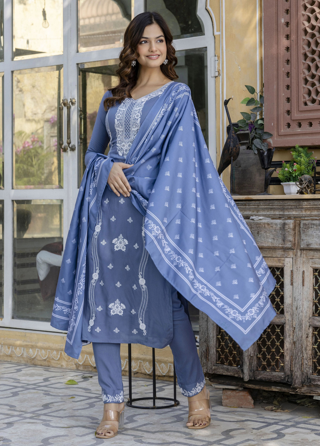 Trendz Tycoon Embroidered Kurta, Salwar & Dupatta Set - Image 1