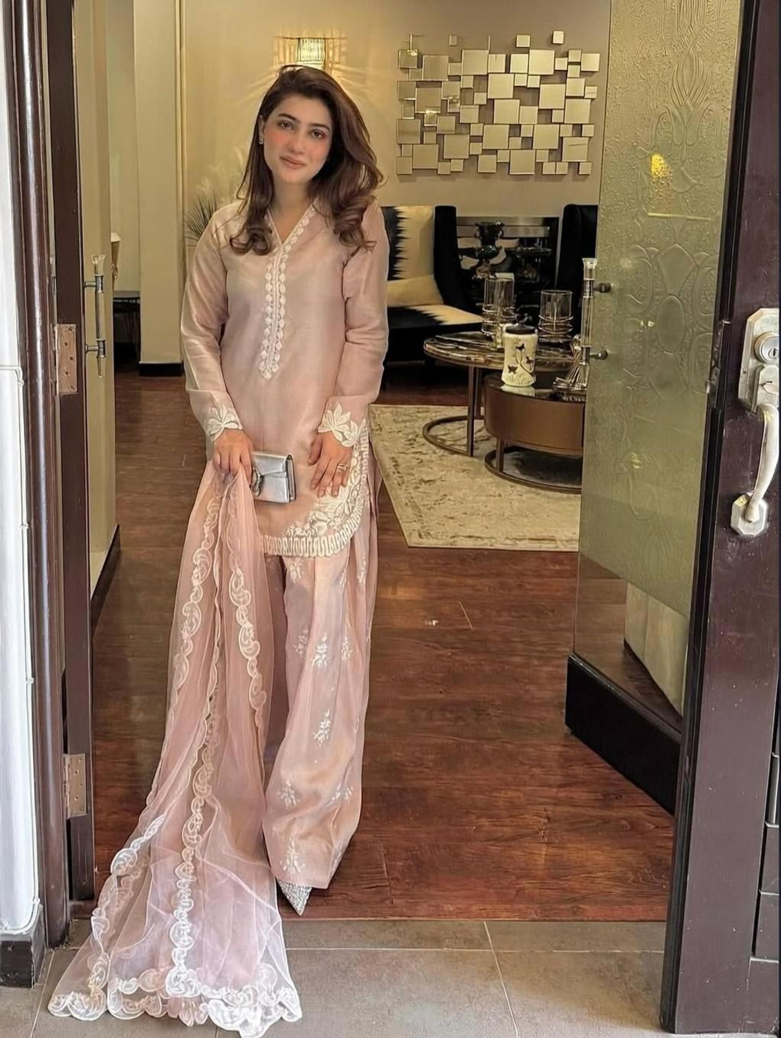 Image of Mariyam enterprises Pink-SuitSet Embroidered Kurta, Trouser /Pant & Dupatta Set