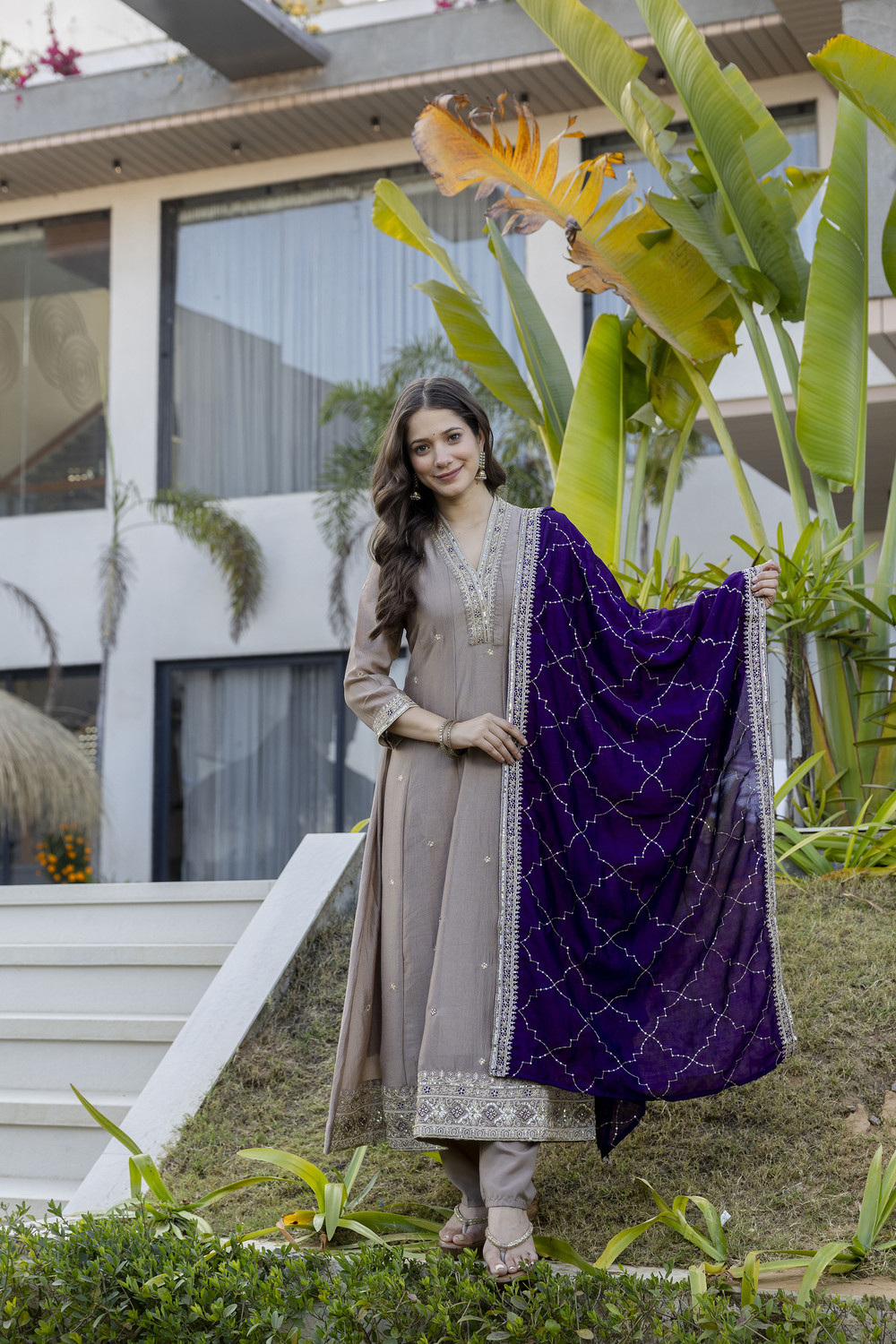 Image of Ankit Creations hetal Embroidered Anarkali Kurta, Bottom & Dupatta Set