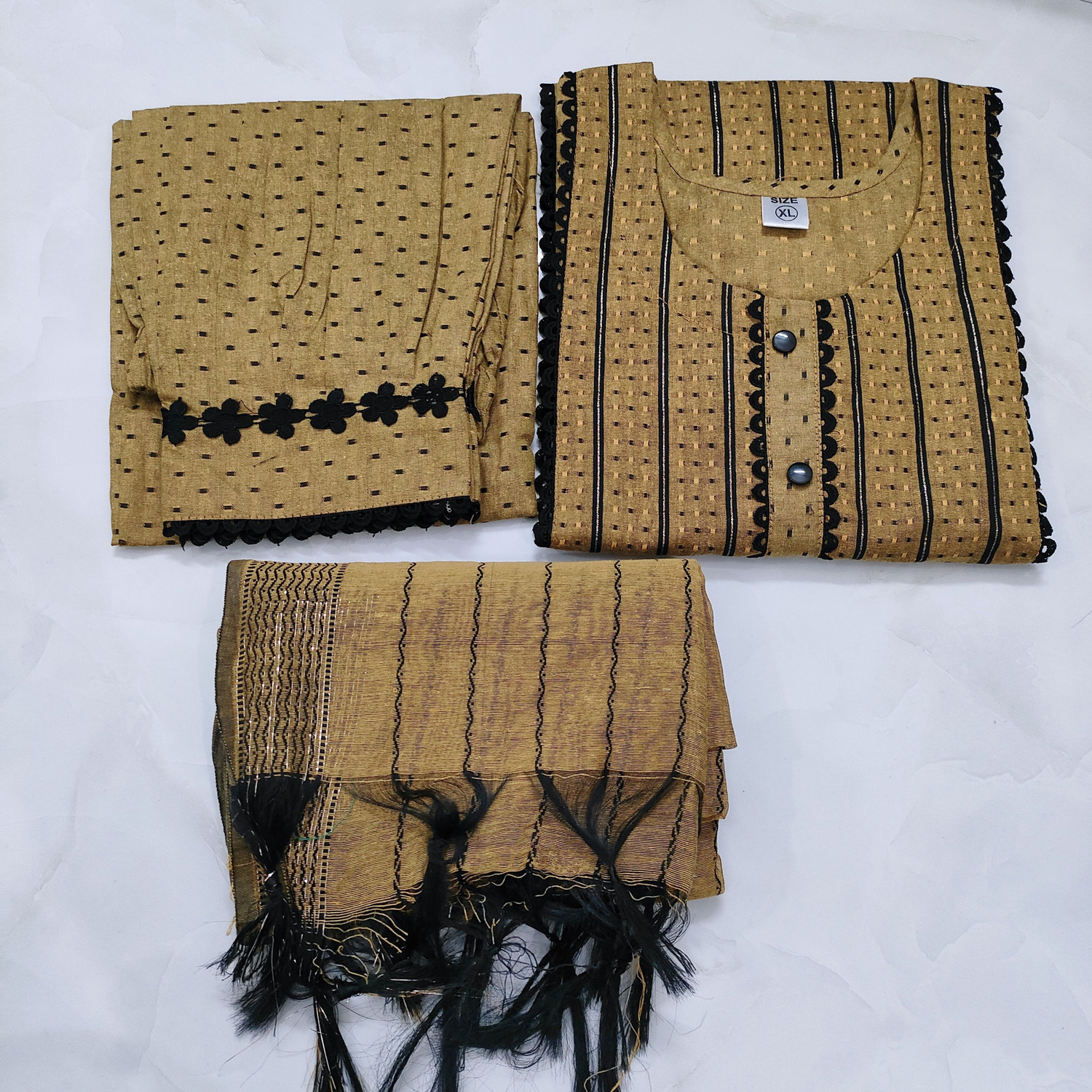 Image of UF Collection Self Design Kurta, Salwar & Dupatta Set