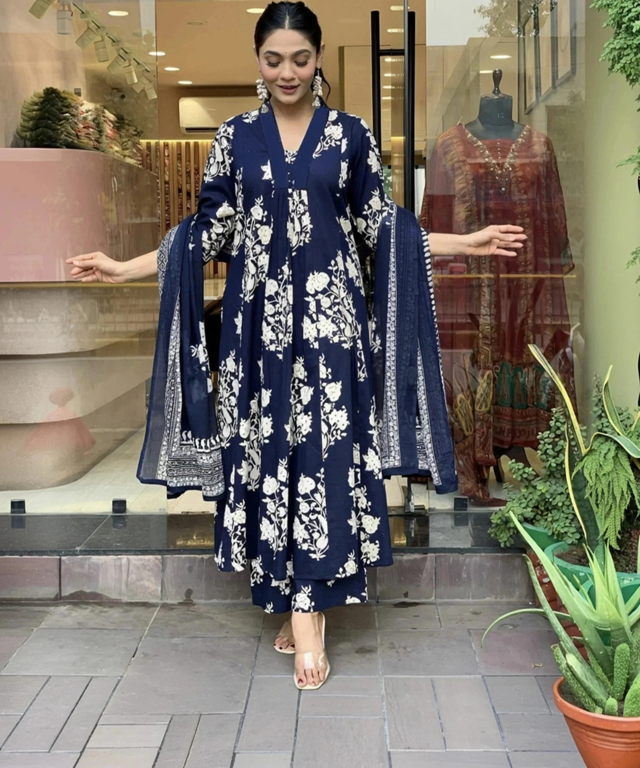 Image of OSHTI Embroidered Kurta, Palazzo & Dupatta Set
