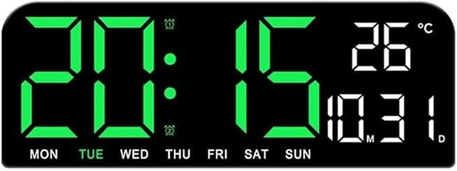 Image of DHAVJ Digital Black (with Green LED Display) Clock