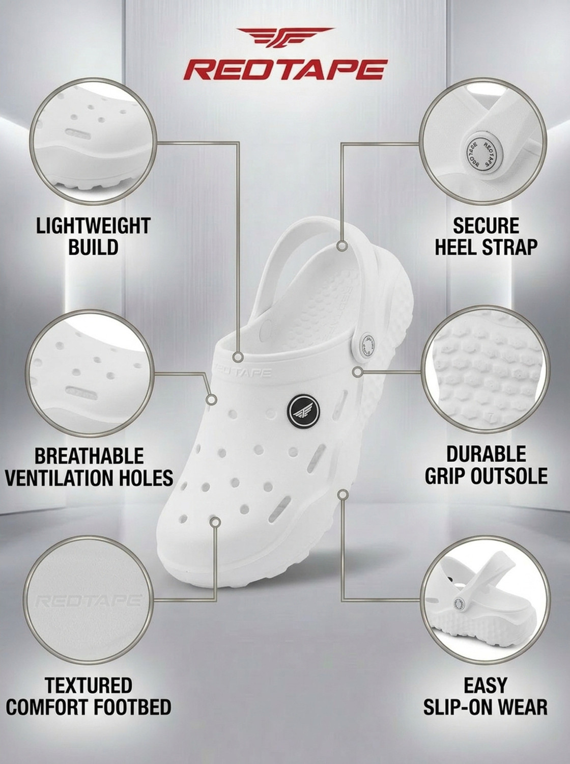 Image of RED TAPE Men Clogs Sandal (White , 11)