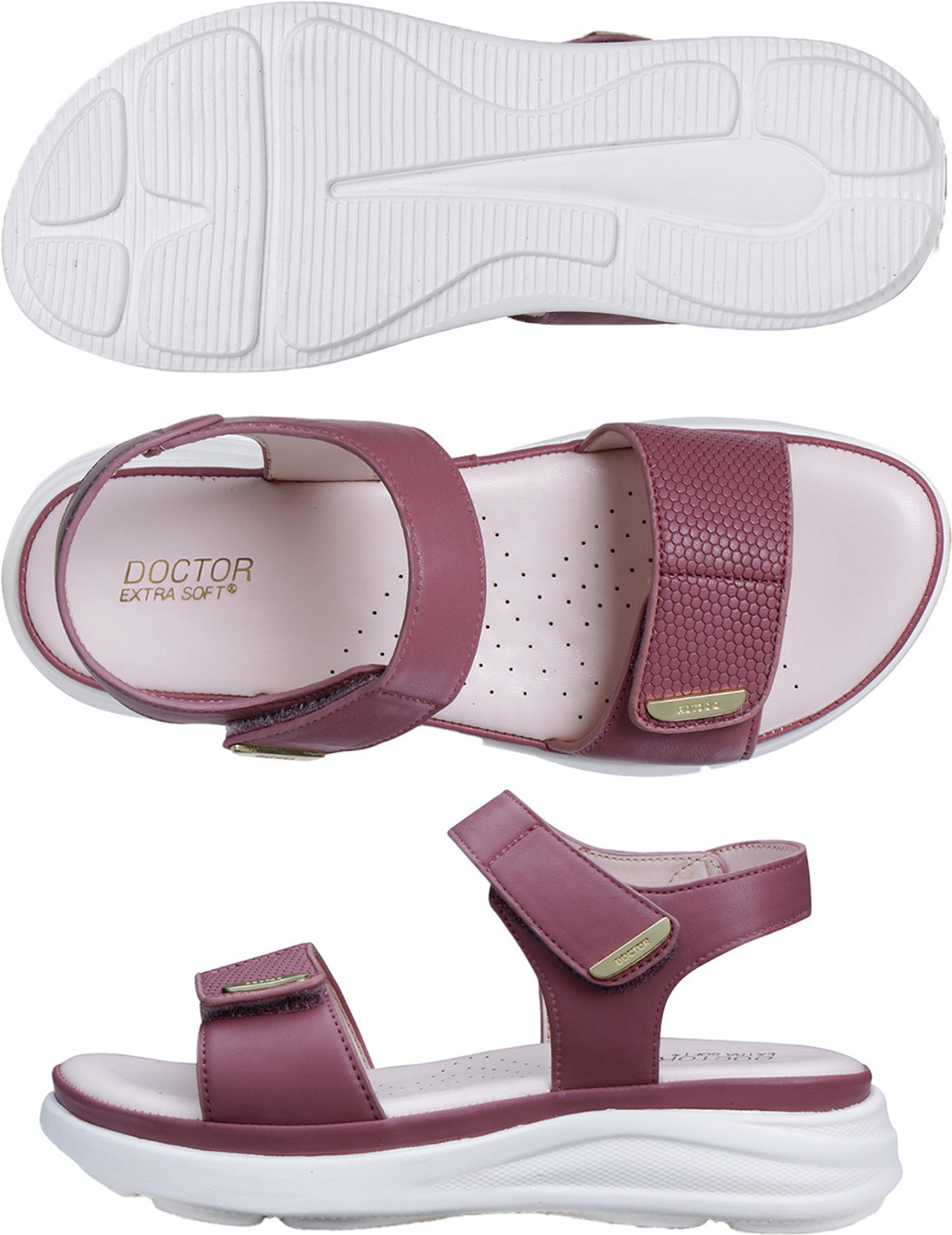 Image of DOCTOR EXTRA SOFT Women Casual Sandal (Maroon , 10)