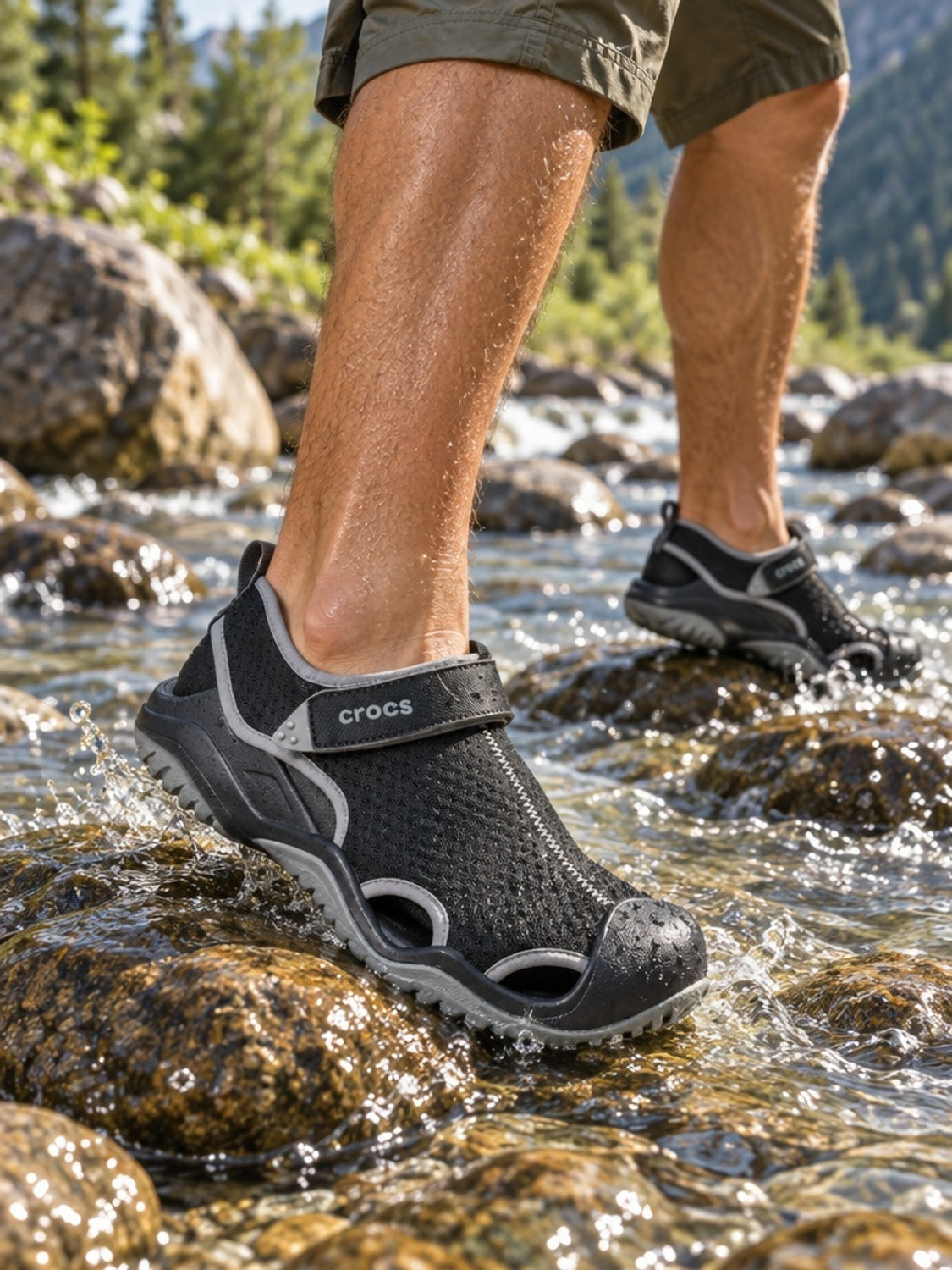 CROCS Swiftwater Mesh Deck Men Clogs Black - Image 6