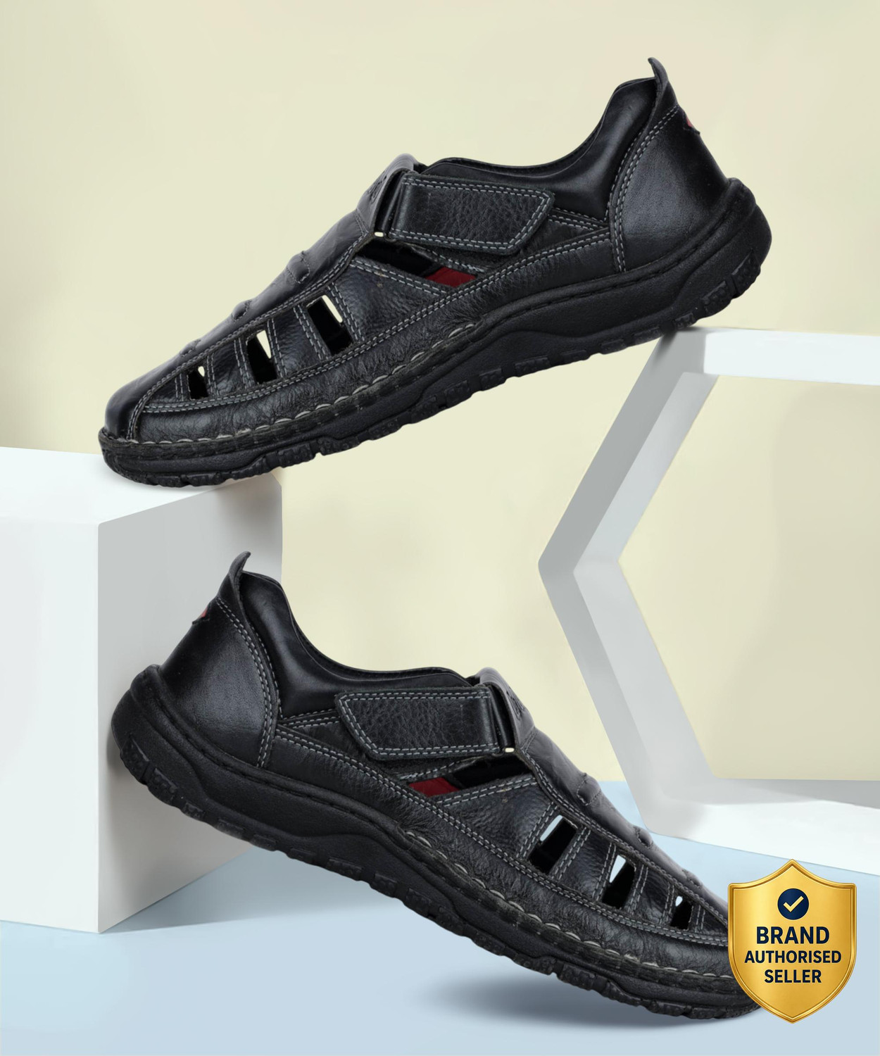 Image of WOODLAND Men Outdoor Comfortable Lightweight Everyday Use Casual Sandal (Black , 11)