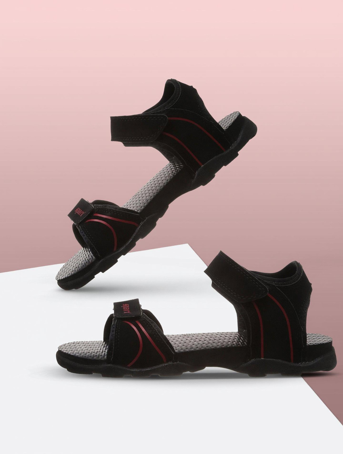 Sparx Men SS 703 Sports Sandal (Black, Red , 10) - Image 1