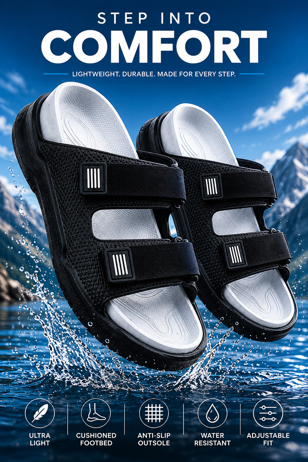 Image of Crosskix Men Clogs Sandal (Grey, White , 12)