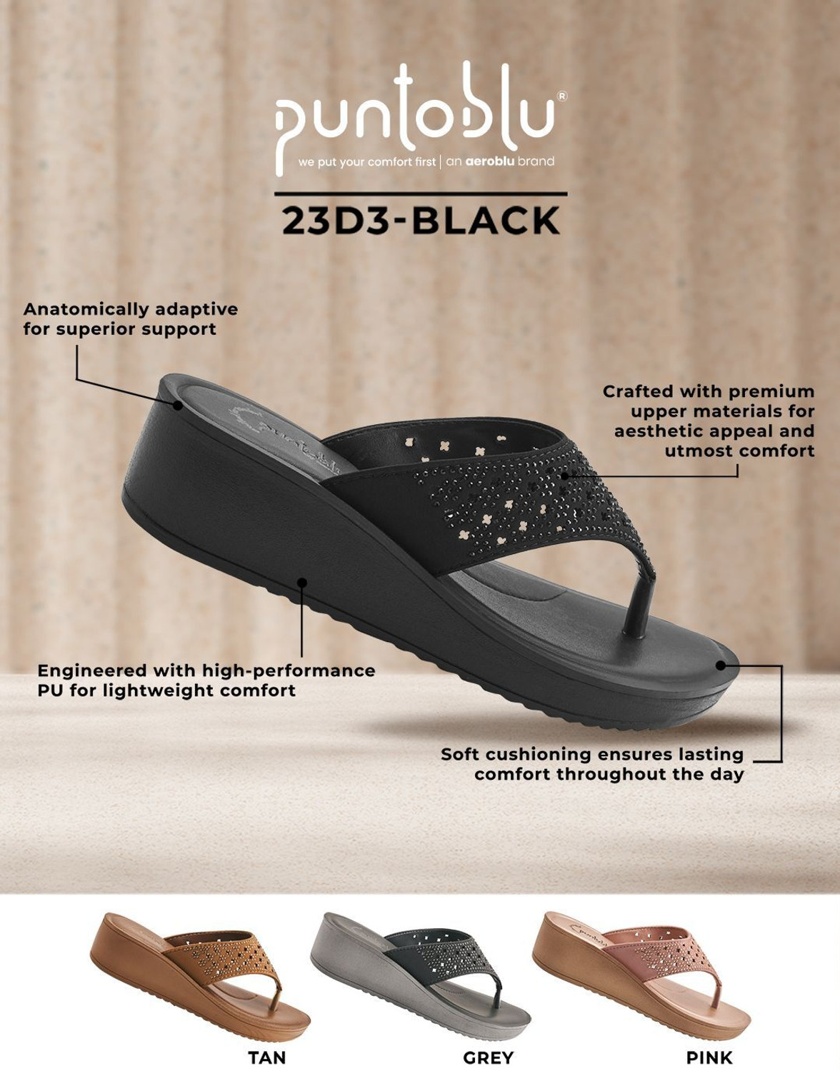 Image of PUNTOBLU Women Heels Sandal (Black , 9)