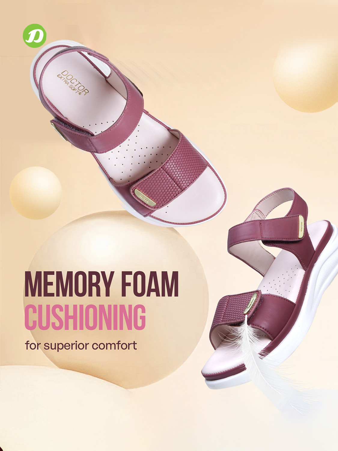 Image of DOCTOR EXTRA SOFT Women Casual Sandal (Maroon , 10)