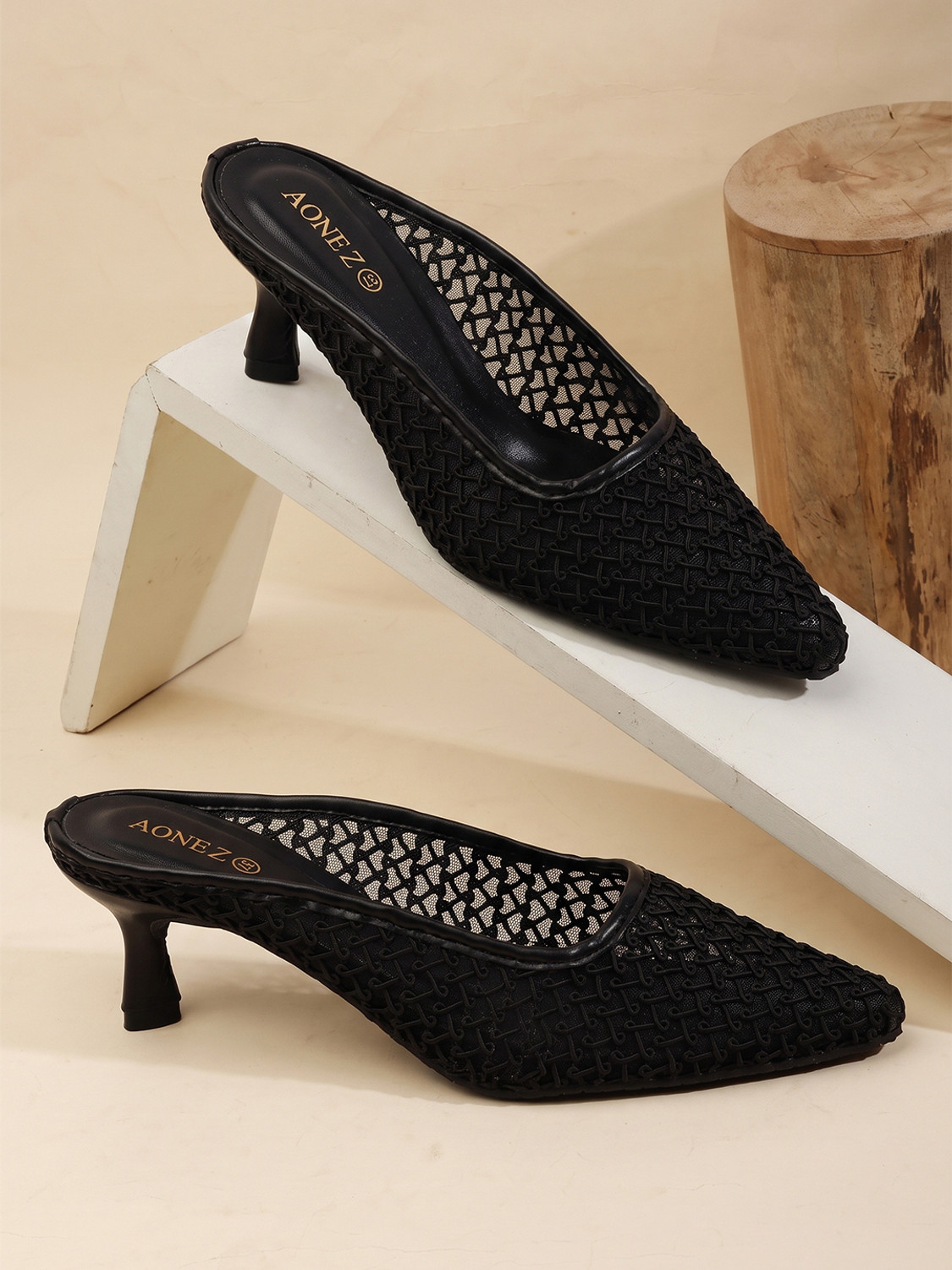 Image of PUNTOBLU Women Heels Sandal (Black , 9)