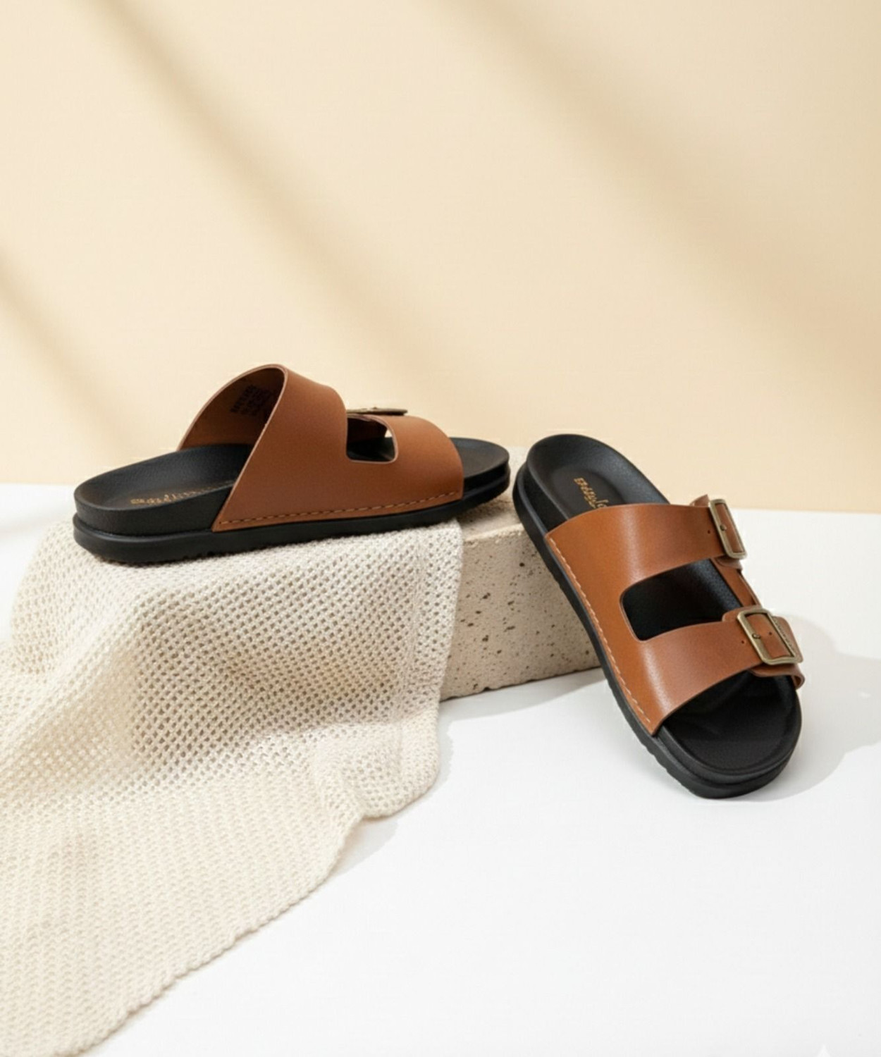 HEELUXE Men Sandal (Tan , 9) - Image 1