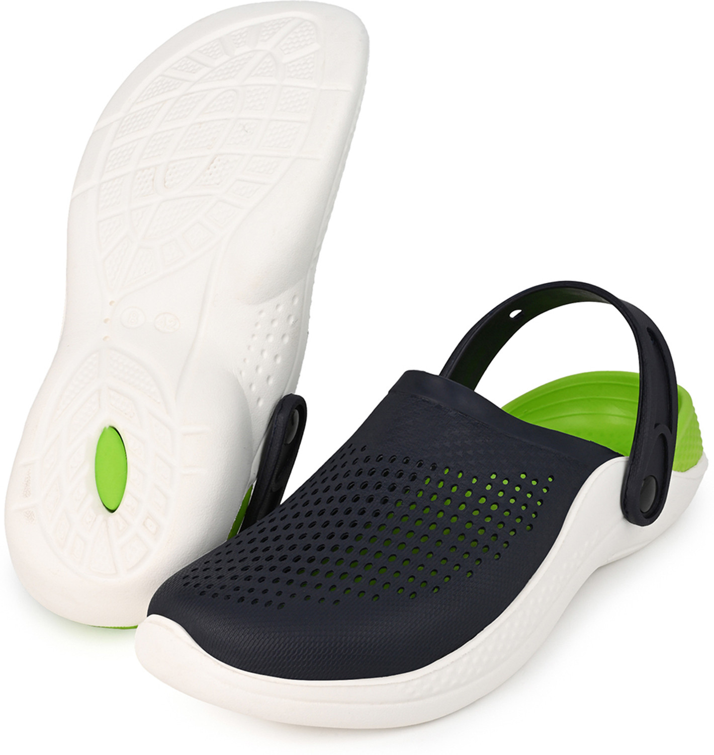 Image of Dr.Puresoft Men Clogs Sandal (Grey, Green , 12)