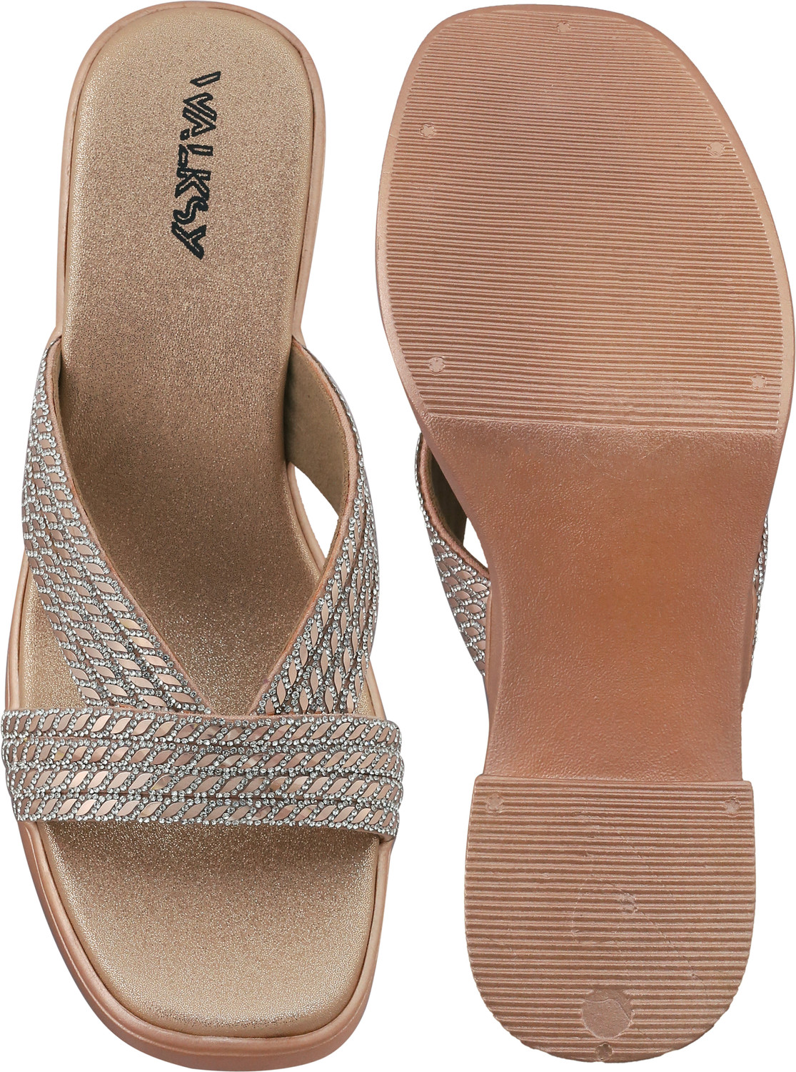 Image of Walksy Enterprises Women Heels Sandal (Gold , 4)