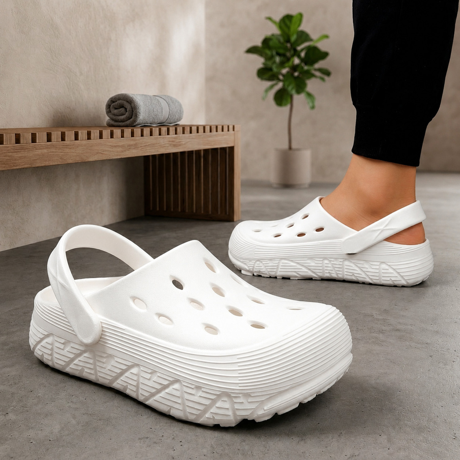 Image of CROCS Unisex Mega Crush Clogs Sandal (White , 4 UK /India)