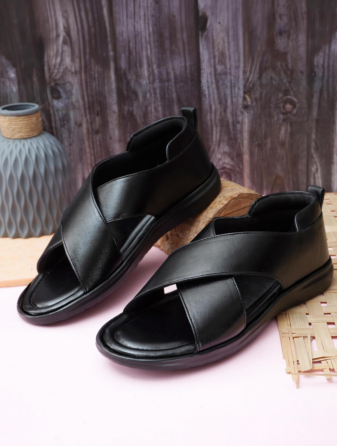 Image of GAUTAMFIT Men Sandal (Black , 8)