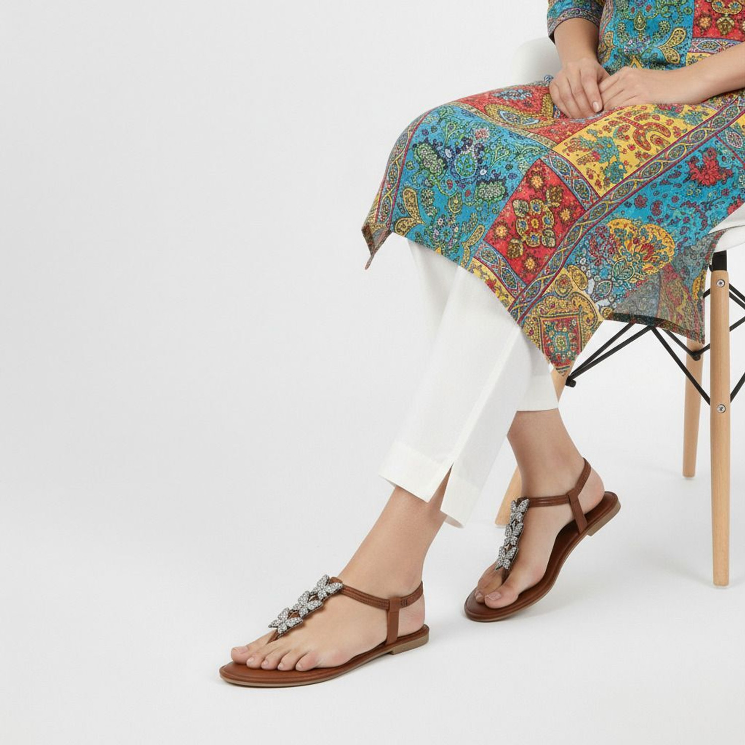 Image of Skora Women Flats Sandal (Brown , 8)