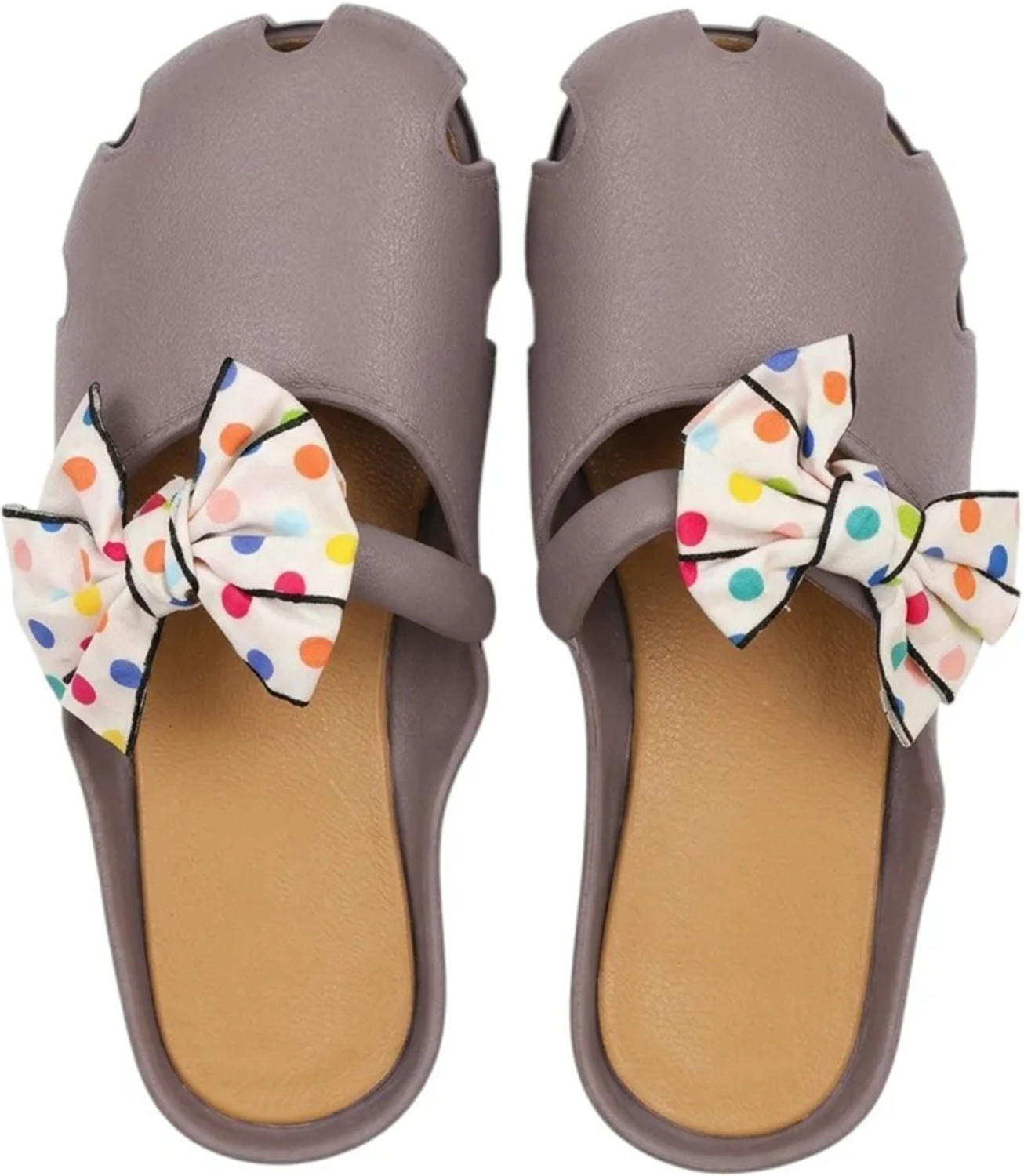 Image of HELEEY Women Slides (Beige , 5)