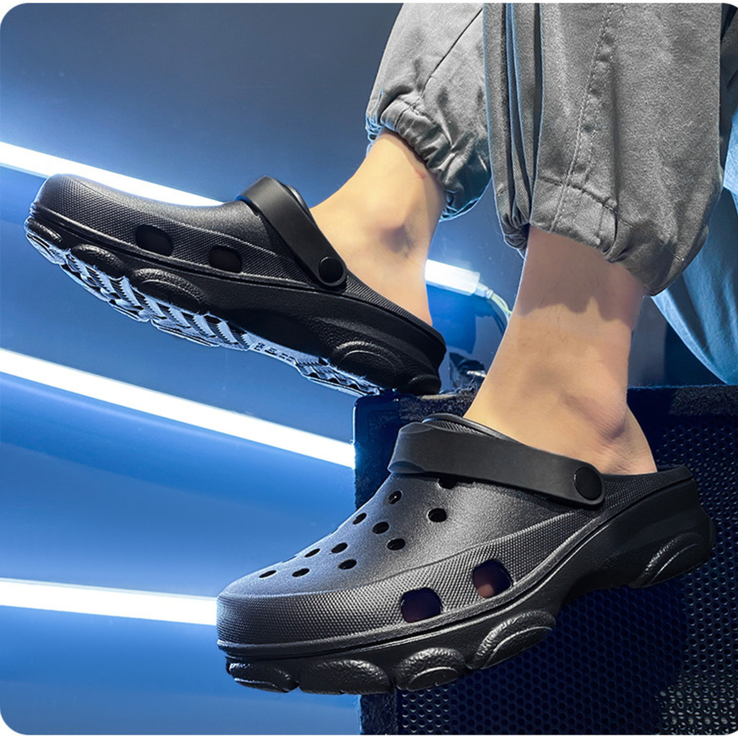 Image of Kraasa Men Clogs Sandal (Black , 11)