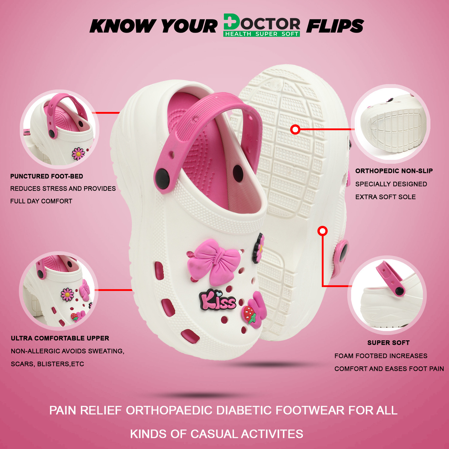 Image of Doctor Health Super Soft Women Newly Launch|Classic Ultra Soft|Cushion|Comfortable|Stylish|Trendy Women Clogs Clogs Sandal (Multicolor , 7)
