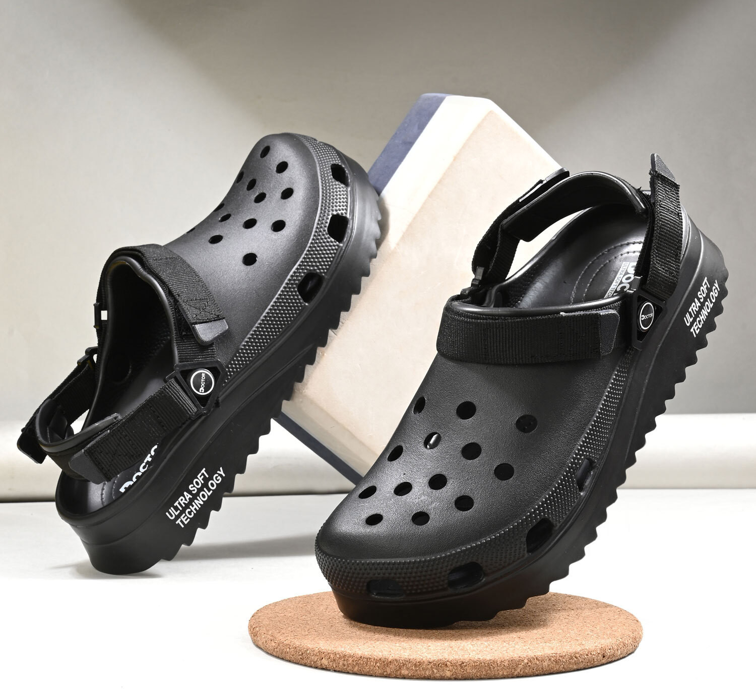 Image of Doctor Health Super Soft Men Orthopaedic Men Clogs | Heel Pain Relief, Durable, Indoor Outdoor Use Clogs Sandal (Black , 10)