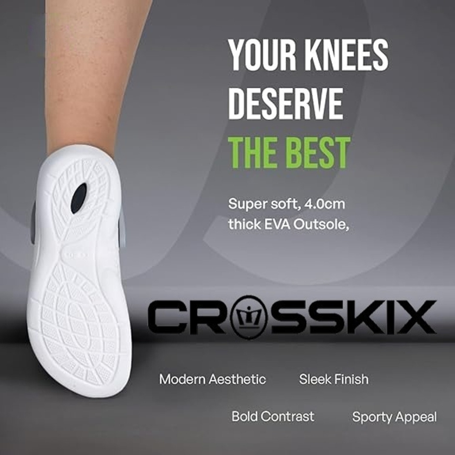 Image of Crosskix Men Clogs Sandal (Grey, White , 12)