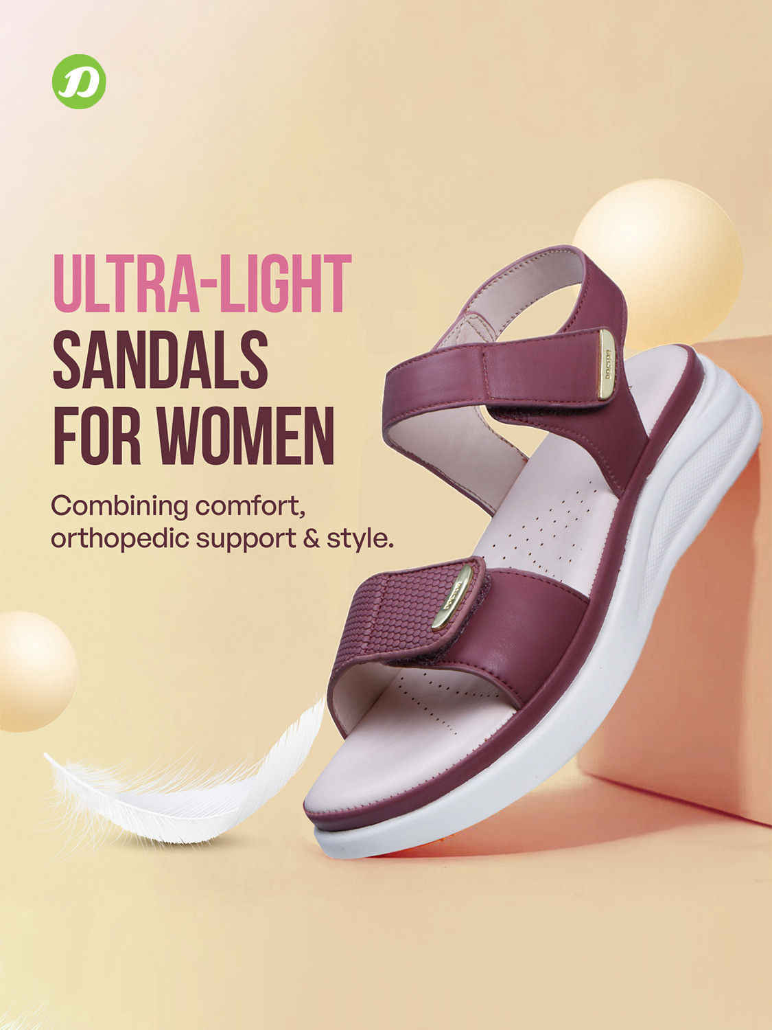 Image of DOCTOR EXTRA SOFT Women Casual Sandal (Maroon , 10)